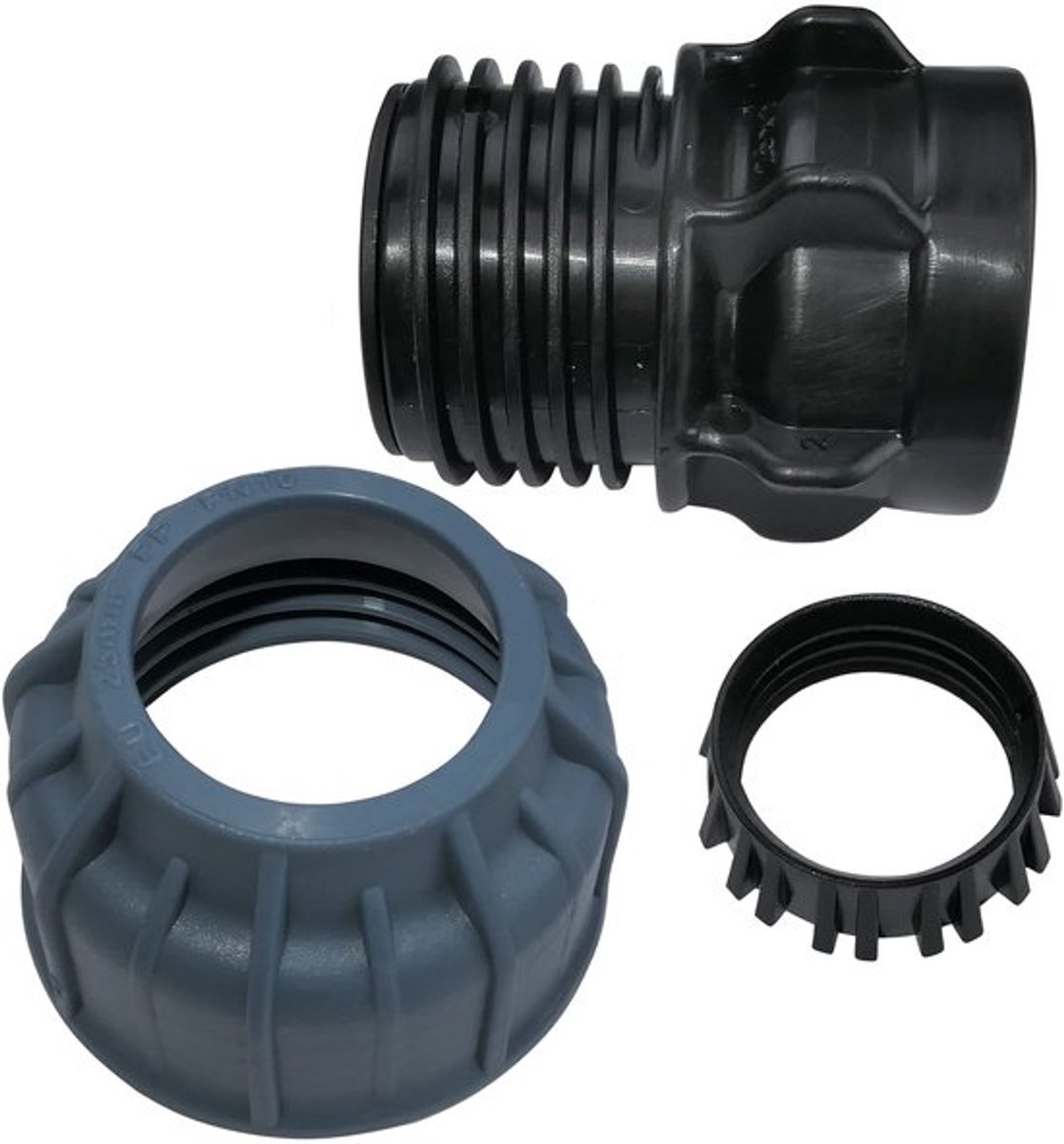 Draadhuls/adapter Set van 2 - Rechte compressiereductie - 1" binnendraadaansluiting - Ø25mm buis - Polypropyleen - Verloopstuk en adapter