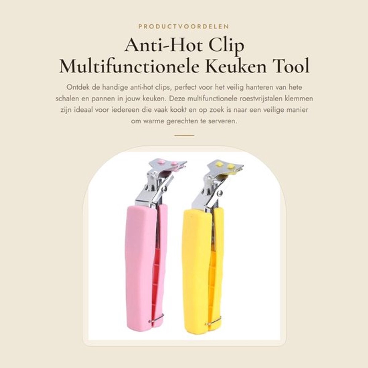 Keukentang Multifunctioneel - Anti-Hot Clip - Roestvrij Staal - 2 Stuks - 17,5 cm - Lichtgewicht 184 g - Keukenclip
