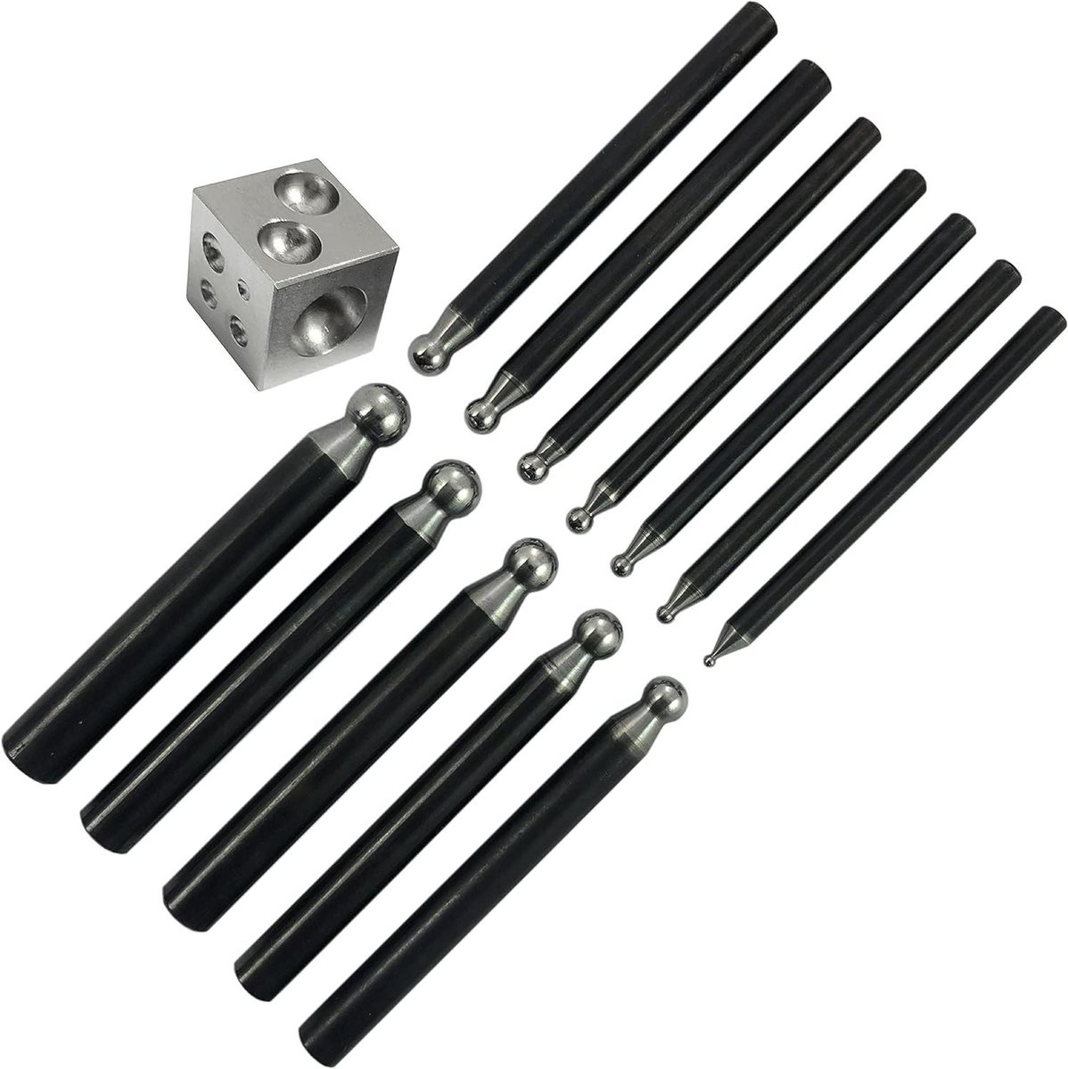 Dapping Doming Set - Metaalvorm Gereedschap - Metaal Bewerken - Gehard Staal - 12 Stuks 2-11mm - Zilver