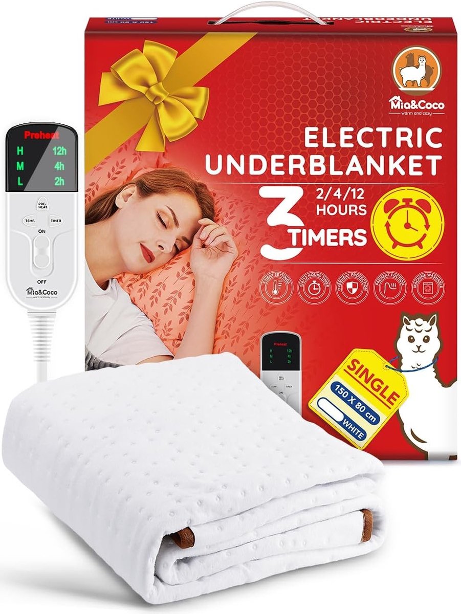 Infrarooddeken - Grijs - 150 x 80 cm - Fleece Warmtedeken met Timer en 3 Warmtestanden - Voor Éénpersoonsmatras