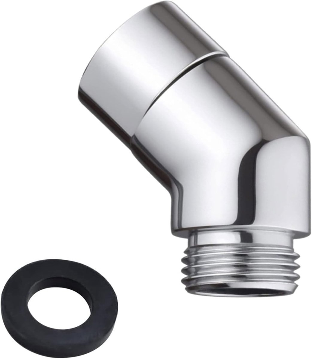 Ionische douchekop - Zilver - 44,5 mm - Messing Handdouche-adapter met 135° Hoek - Voor Universele Douchekoppen