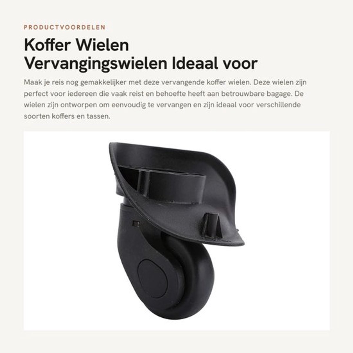 Kofferwielen Vervangset 2 Stuks - Rubberen Zwenkwielen - Stil en Stevig - Blokkeerrem - Accessoires voor Bagage - Bagagewielen