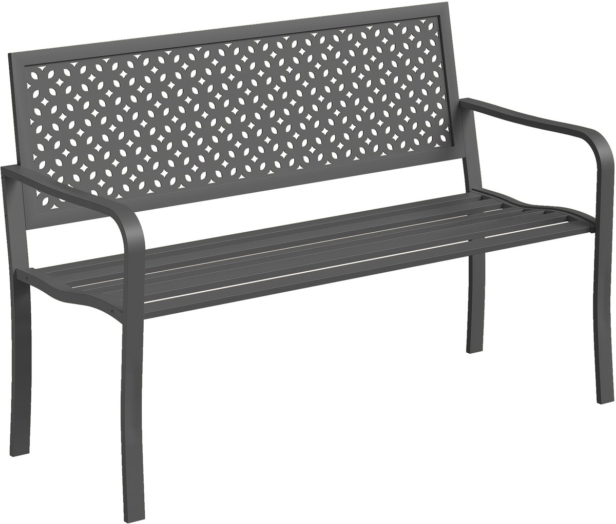 Outsunny Tuinbank-Staal-127L x 61B x 85H cm-Donkergrijs