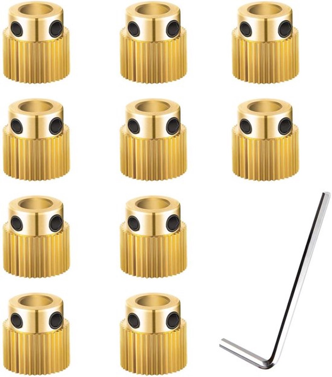Aandrijfwiel 40 Tanden - Extruder Drive Gear - Messing - 1,75/3,00 mm Filament - Binnendiameter 5 mm - Buitendiameter 11 mm