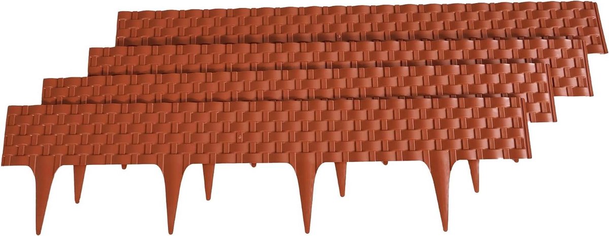 Tuinrand Rotanlook - Bloembakrand Afscheiding - Tuin Decoratie - Buigzaam en Uitbreidbaar - 3.20m Lengte - Terracotta