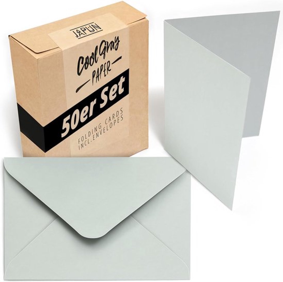 SnelShoppen - 50 Vouwkaarten met 50 Enveloppen A6/C6 Grijs | 230 g/m² Dubbele Kaarten voor Schrijven en Printen, 120 g/m² Enveloppen met Lijm Sluiting