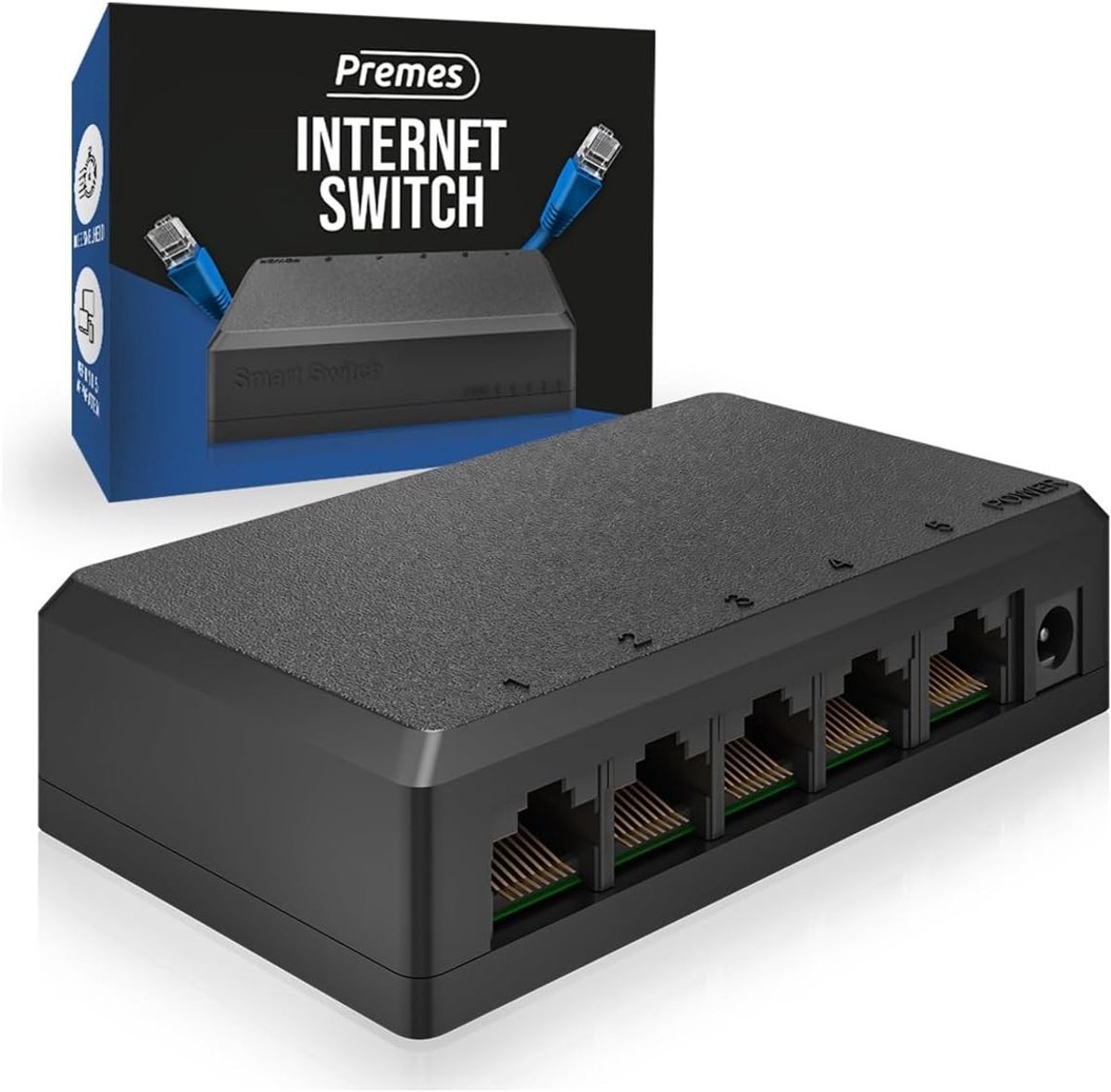 Netwerksplitter - Zwart - 5 Poorten - Gigabit Ethernet Switch met RJ45 UTP - Voor PC, Laptop, Router en Smart TV