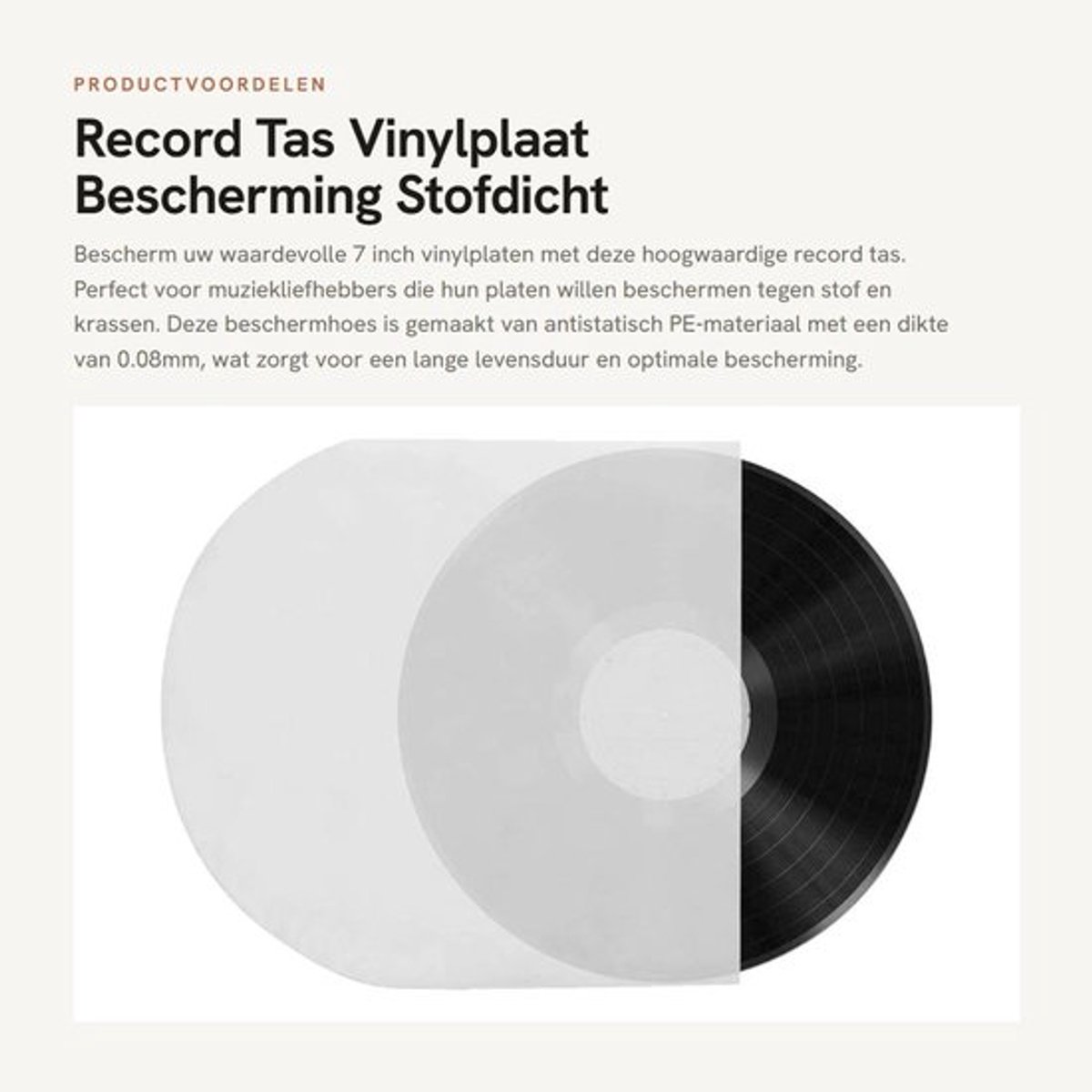 Beschermhoes Vinylplaten 100st - Stofdicht - Krasbestendig - Antistatisch - PE 0,08mm - Lange levensduur - Platenzak