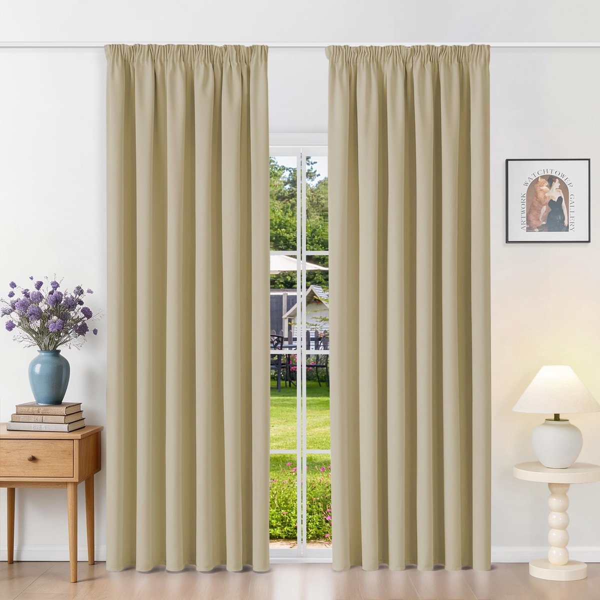 Elzusha - Set van 2 Thermal Blackout Gordijnen 200 x 245 cm met Plisseetape