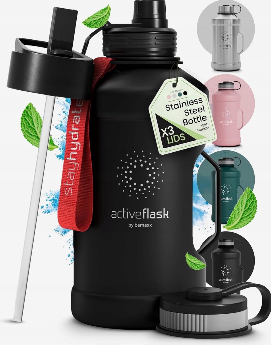 RVS Sportfles 2.2L - Thermosfles met 3 Lekvrije Doppen
