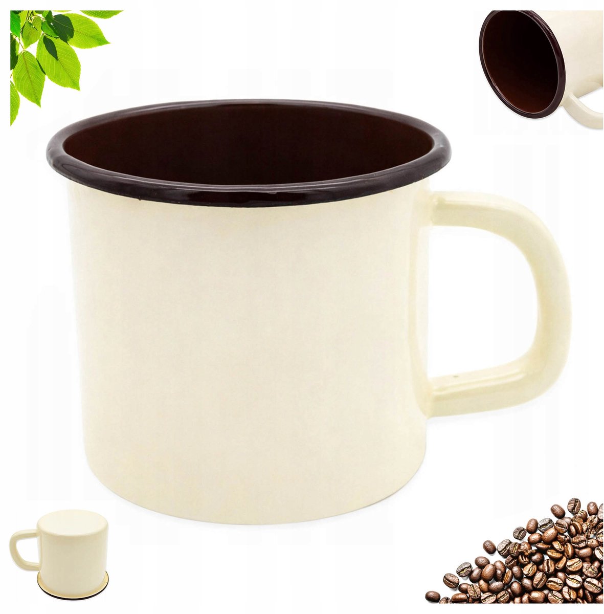 Emalieren mok van staal, 8 cm, traditioneel design