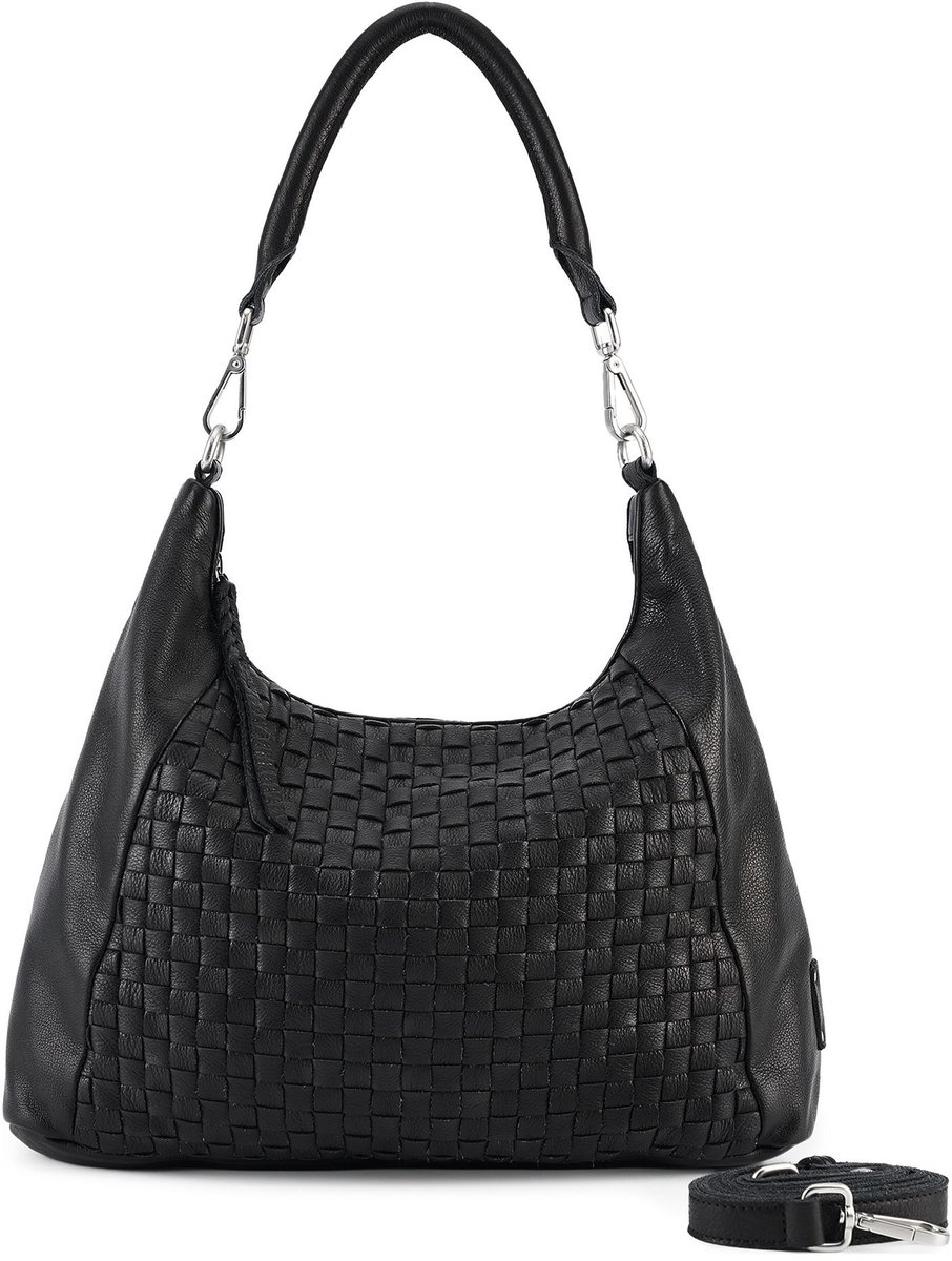FREDsBRUDER Leren schoudertas Calm Weave Collection Hobo Bag Black zwart