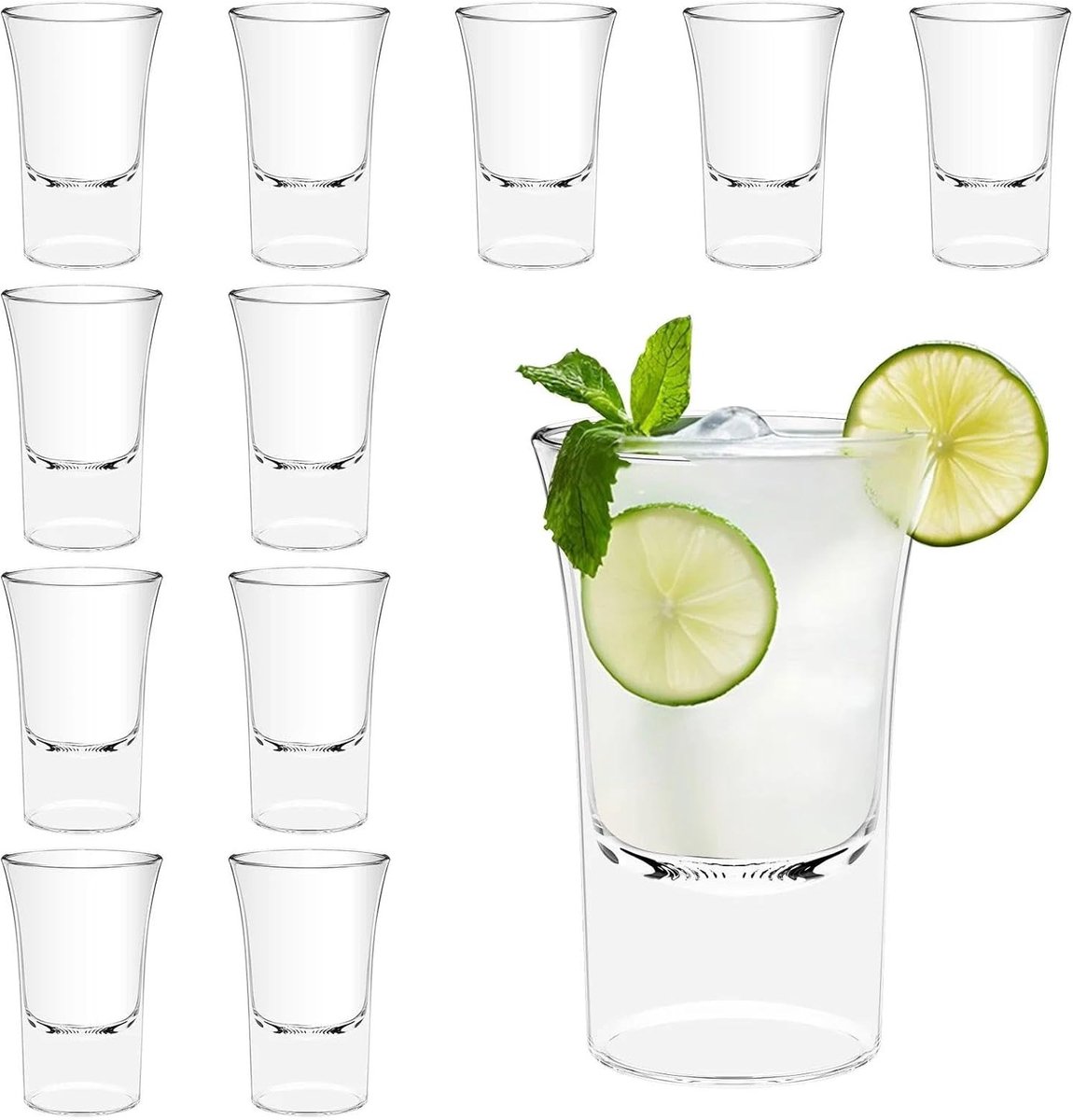 Borrelglazen - Transparant - 30 ml - Robuust Appelglas - Voor Feestjes en Snacks