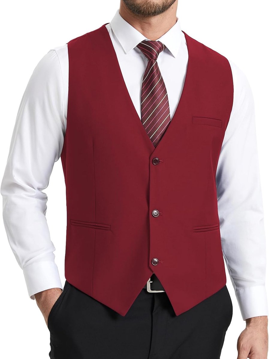 Herenvesten formele klassieke V-hals effen kleur vesten voor mannen bruiloft feest zakelijke katoenen pak vest met zakken XS-4XL