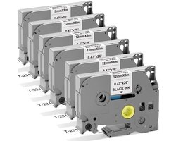 Compatibel Brother 12 mm (0,47 inch) gelamineerd wit, compatibel met PT-H100LB/H107B/D400/E100/E200/D210/P300BT/1010/1090/1230PC/1280/D600VP/1000000, 6 stuks Olie-/waterbestendig. Voor keuken