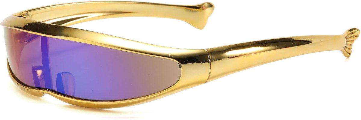 Y2k Futuristische zonnebril voor dames en heren, trendy kleine smalle zonnebril, techno rave-tinten, alien, voor feestfestival UV400