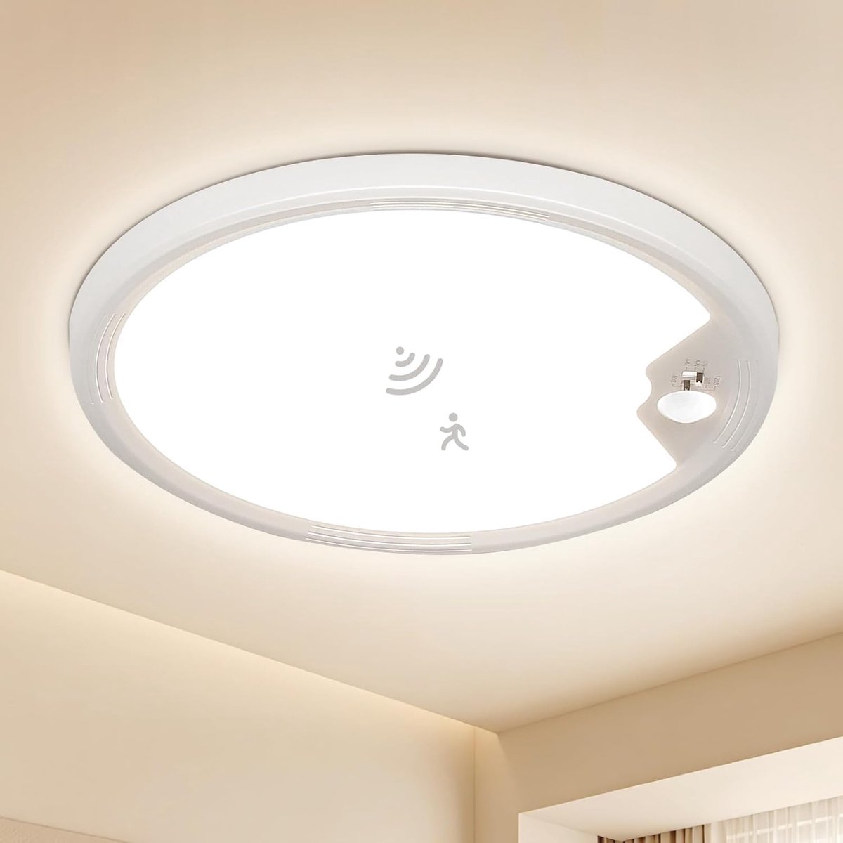 Led-plafondlamp met bewegingsmelder, 3000 K-6500 K, 22 cm | 18 W licht met bewegingsmelder, voor binnen, plafondverlichting voor gangen, trappen, veranda, garage, balkon