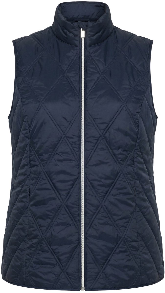 Ulla Popken - Dames - HYPRAR bodywarmer waterafstotend opstaande kraag mouwloos - Marine - Maat 50+