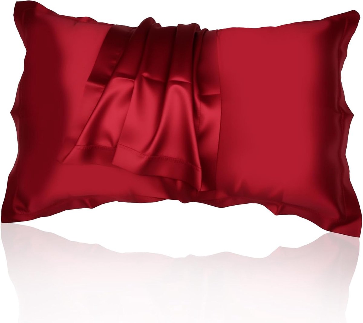 Kussenslopen 50 x 75 cm, zijdeachtige kussensloop voor haar en huid, anti-kroes en anti-rimpel, zacht en ademend, rood, onderhoudsvriendelijk, betere verzorging dan zijden kussensloop, 2
