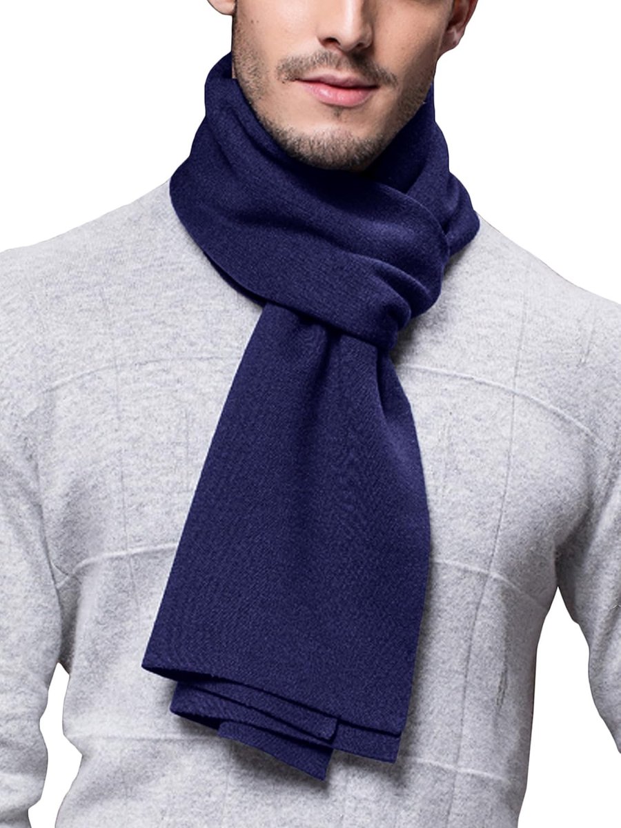 Gebreide Sjaal Wollen Gebreide Sjaal Warm Zacht Eenvoudig Chique Gentleman Casual zakelijk voor Winter Herfst 180 x 30 cm Effen