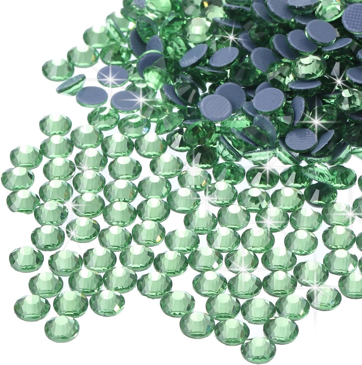2880 Stk Hotfix Strass-steentjes met platte achterkant Kristalglas Edelstenen Kunst Strass-steentjes voor knutselen Kleding DIY Decoratie (SS6 2mm, Lichtgroen)