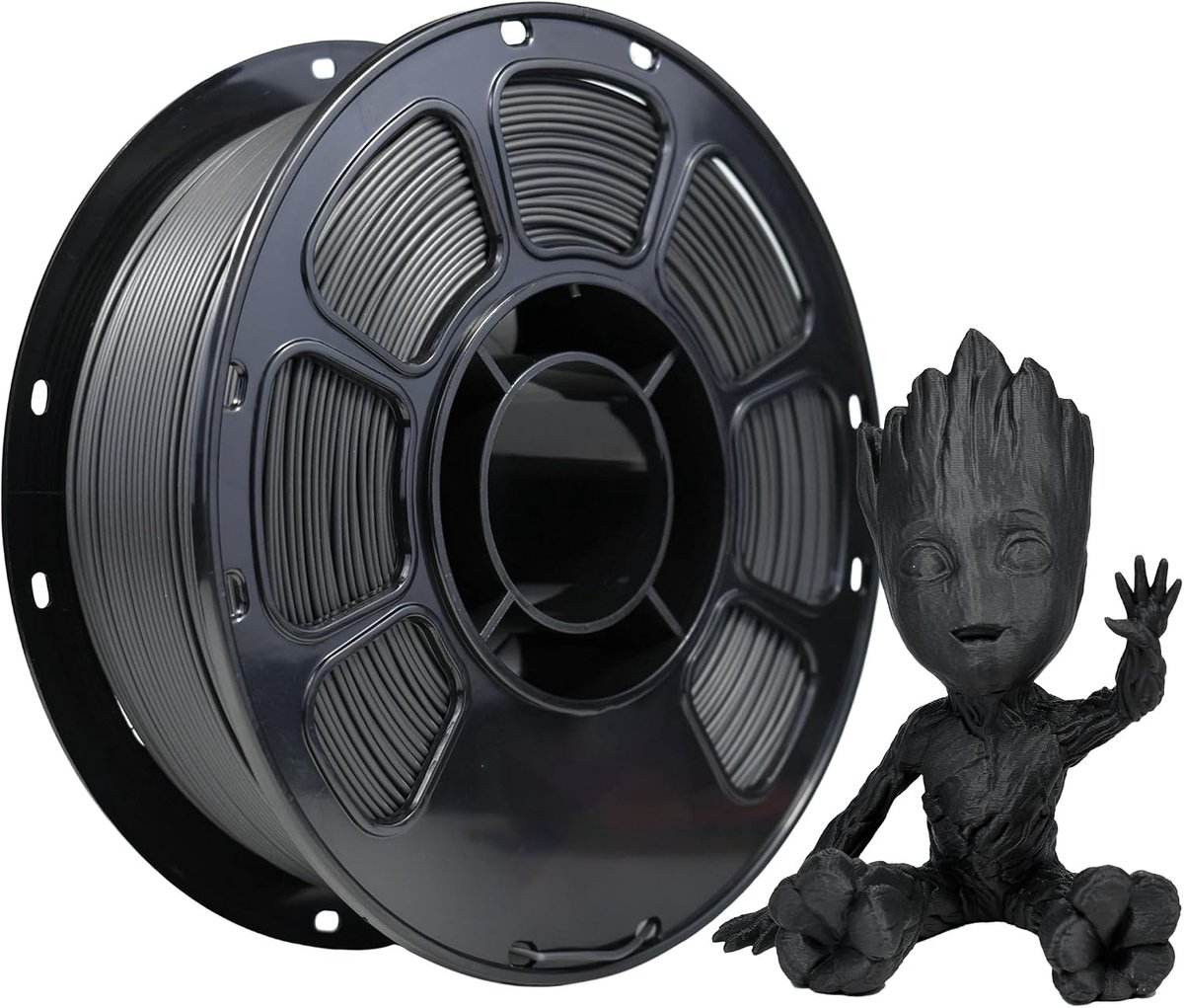 IBOSS Filament PLA+ Mat 1.75mm Zwart, 1kg (2,2lbs) netjes gewonden mat filament voor FDM 3D-printers, maatnauwkeurigheid +/- 0,02 mm (Zwart)