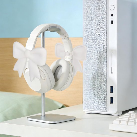 2st Witte Strikjes als Oordopjesversiering, Schattige Strikjes als Oordopjesversiering Speels Accessoire een Perfect Cadeau voor Vrouwelijke Gamers en Streamers — afbeelding 5