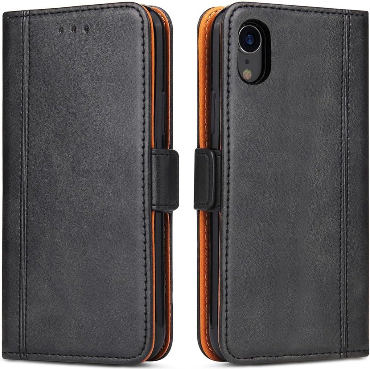 IPhone XR hoes, lederen hoes telefoonhoes voor iPhone XR beschermhoes flip wallet met standaard en kaartenvakjes/magneetsluiting