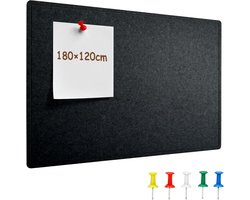 Uyoyous 120*180cm Felt Bulletin Board Zelfklevend Grijs, Groot Vilt Bulletin Board met 30 Pins, 9mm Felt Board Memo Boards, Groot Zelfklevend Kurkbord, voor Vergaderzalen, Piano Kamers, Opnamestudio's