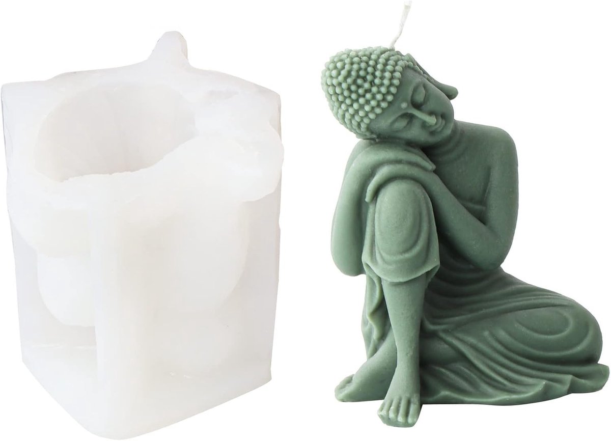 3D Boeddha-figuur, siliconen vorm, kaarsgietvorm, boeddha-vorm, kaarsvorm, gipsvorm, zeepvorm, kaarsen, Boeddha gietvorm voor zeep, sojawas, kaarsen, figuur (C)