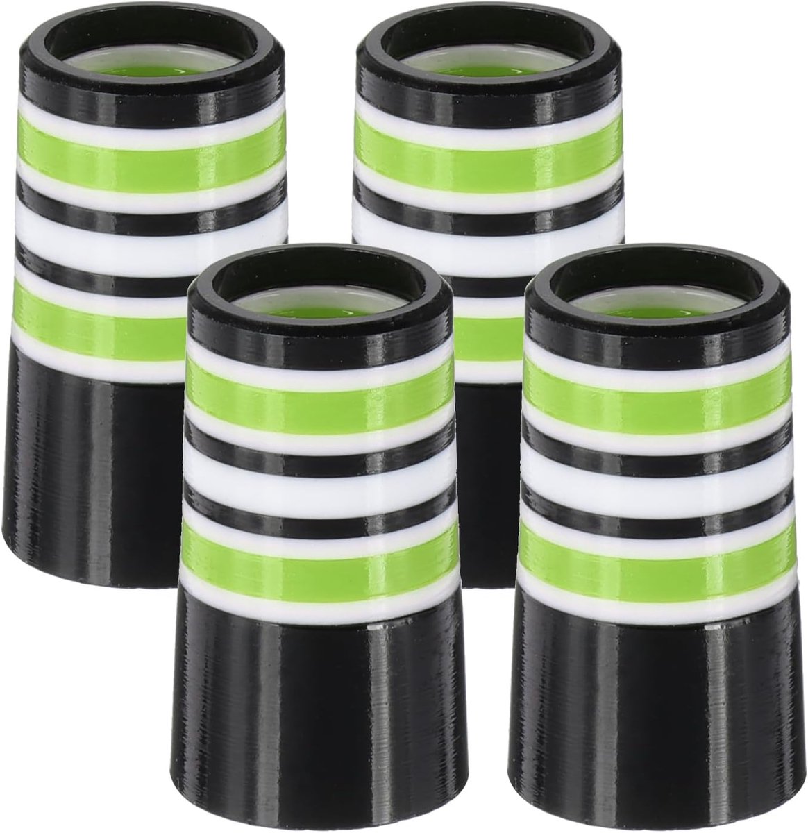 Golfhulzen 0,370 inch ID, 4-pack taps toelopende golfclubhulzen multi-ring ijzeren adereindringen voor taps toelopende punt ijzeren wigschacht past op stalen grafiet assen, groen