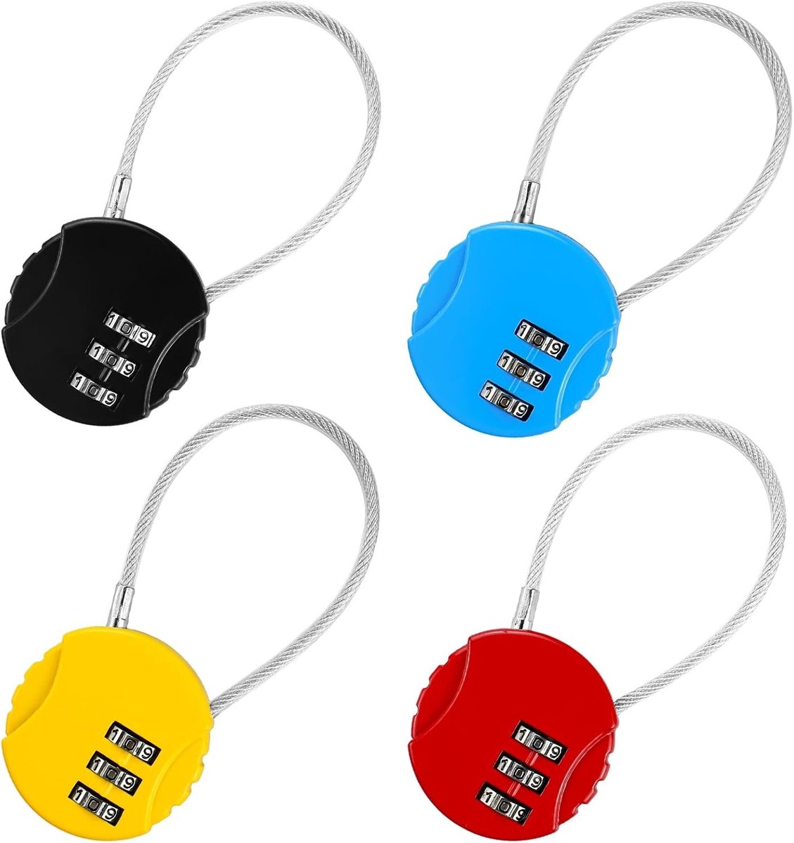 Resetbaar Combinatieslot - Zwart - Compact Cijferslot met Kabel - Voor Koffers en Tassen