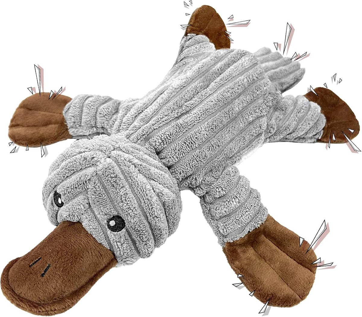 Touwtrekken pluche piepspeelgoed met kreukelpapier en hondentouw, robuust hondenkauwspeelgoed voor puppy's, kleine, middelgrote en grote honden