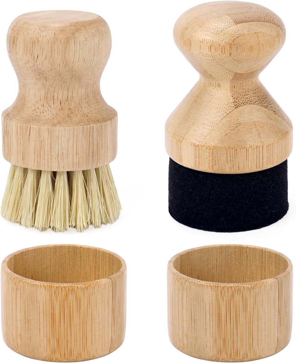Olie Wax Applicator & Schrobborstel, Hout met Sisalvezels en Spons Minerale Olie Wax Applicator met Deksel voor Houten Slager Blokken Spatels Lepels Keukengerei