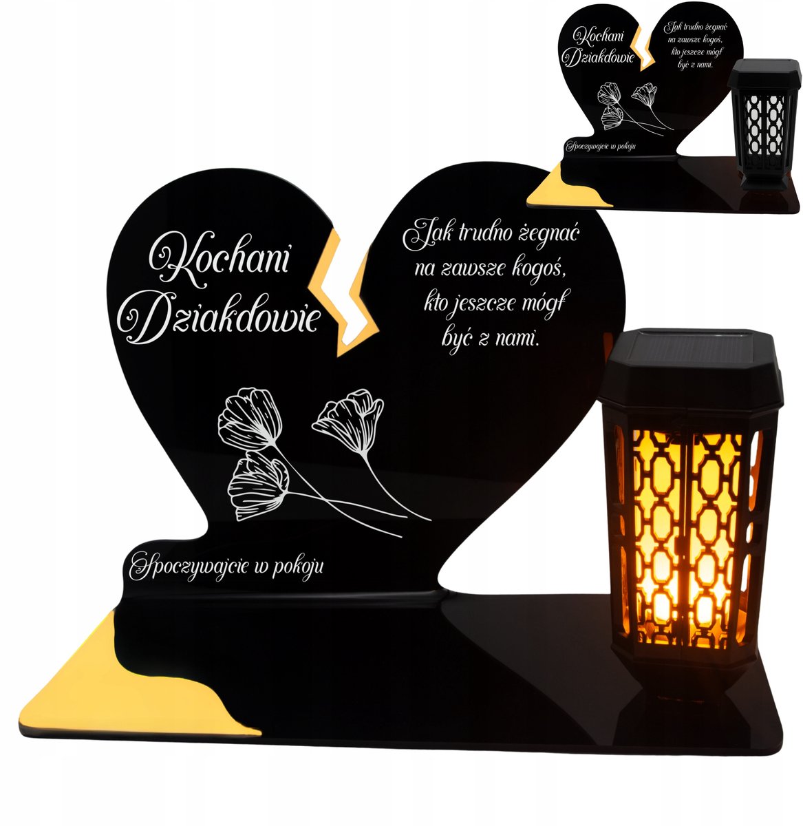 Zonne-graflicht voor Opa - Gouden Hart LED Grafdecoratie