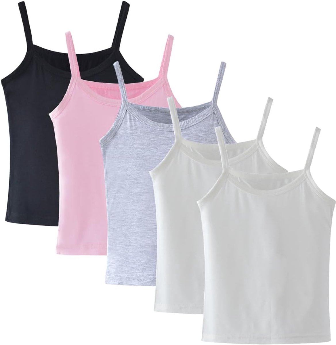Set van 5 cami-vesten voor meisjes, zachte, mouwloze kinderonderhemden, eenkleurige tanktops voor peuters, racerback-balt, danskleding
