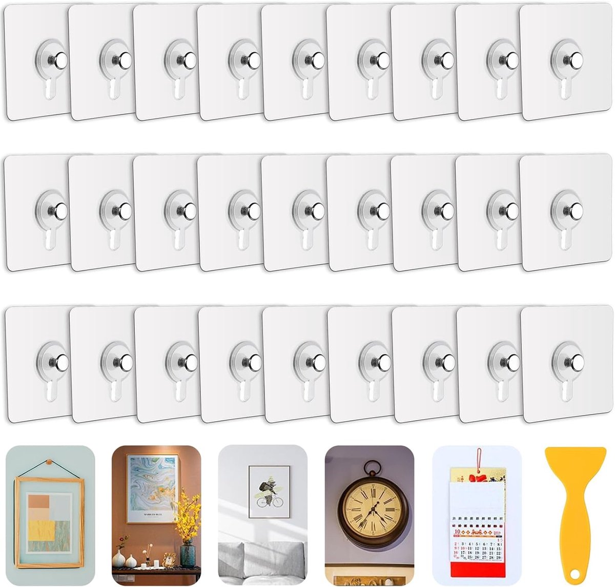 30 stuks zelfklevende fotohangers zonder boren, zelfklevende framebevestiging, haken voor het ophangen van fotolijsten, muurkunst, decoratief, zonder gat