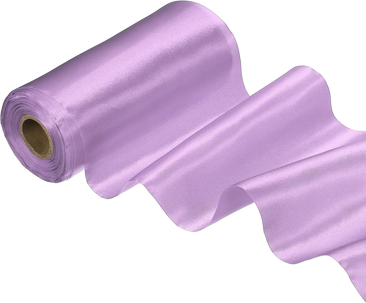 Satijnen lint van 15 cm breed, 20 m eenzijdig effen kleur polyester lint voor geschenkverpakking, bruiloft stoel sjerp bloem boeket feestdecoratie haarstrikken naaien ambachten, paars