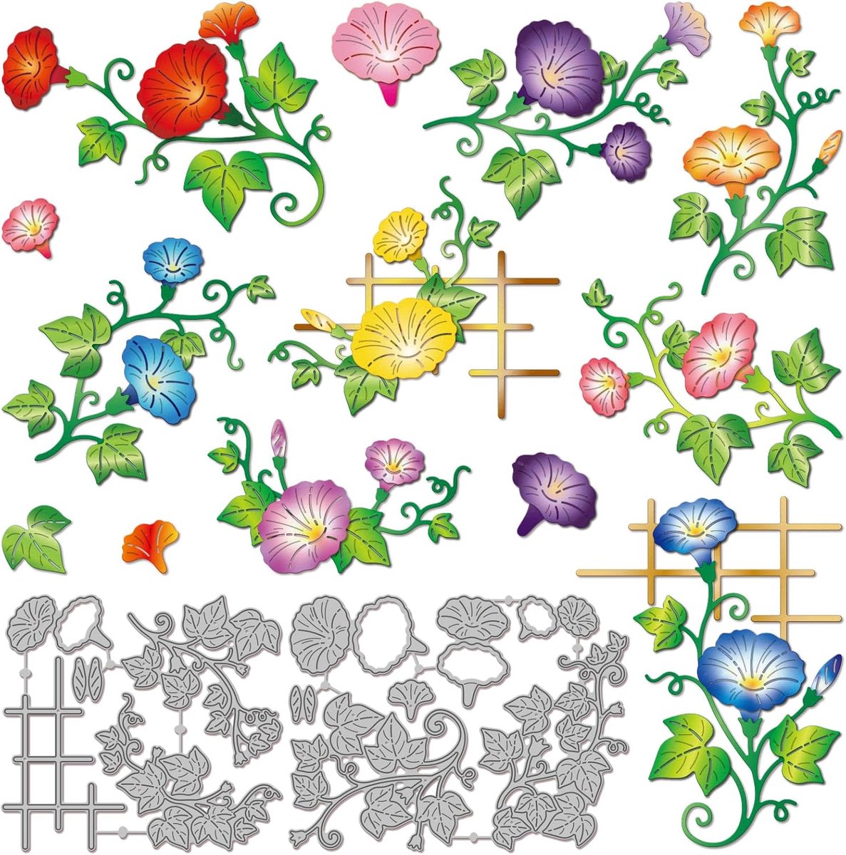 Morning Glory Snijmallen voor Kaarten Maken Wijnstok Bloemen Metalen Die Cuts Snijden Dies Sjablonen Voor Scrapbooking Journal Embossing Papier Craft Decor
