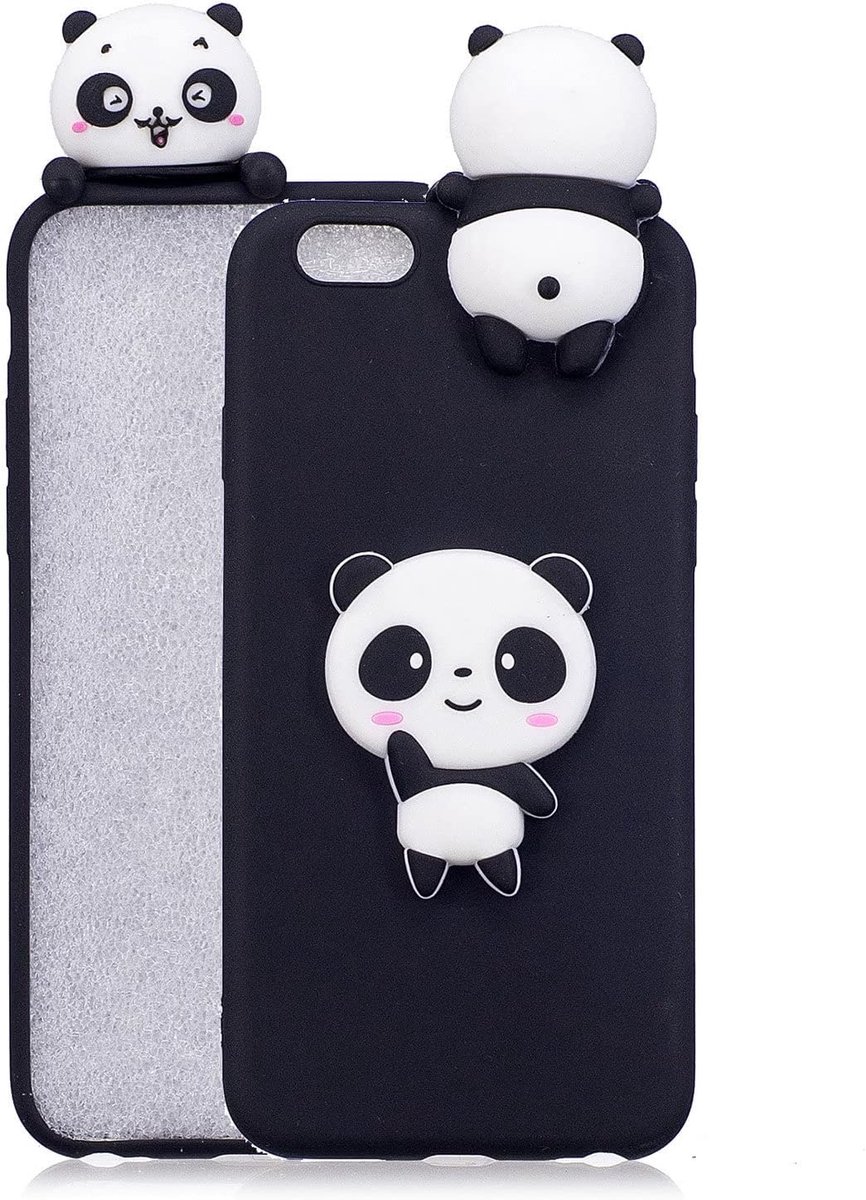3D-panda siliconen hoesje voor iPhone 6 Plus/6S Plus, grappig schattig dierenpatroon, ultradun, slank, mat zacht rubber, achterkant, telefoonhoes, stootvast, krasbestendig, flexibel