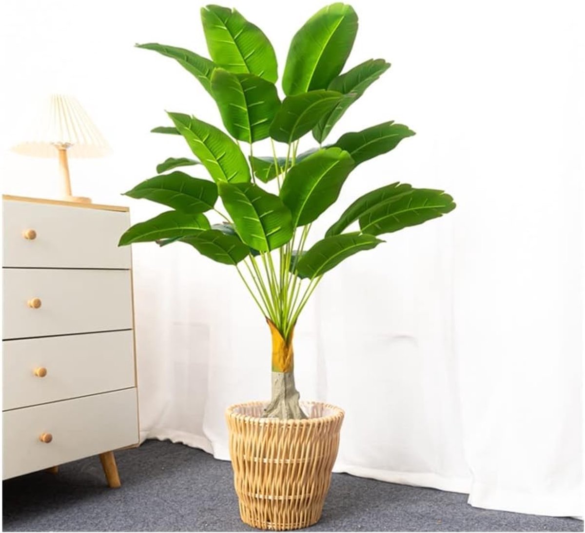 80-100 cm Grote kunstmatige planten nep palm boom tak plastic banaan bladeren lange tropische monstera for thuis tuin bruiloft decor Kunstplant (Color : 90cm 18 heads Green)
