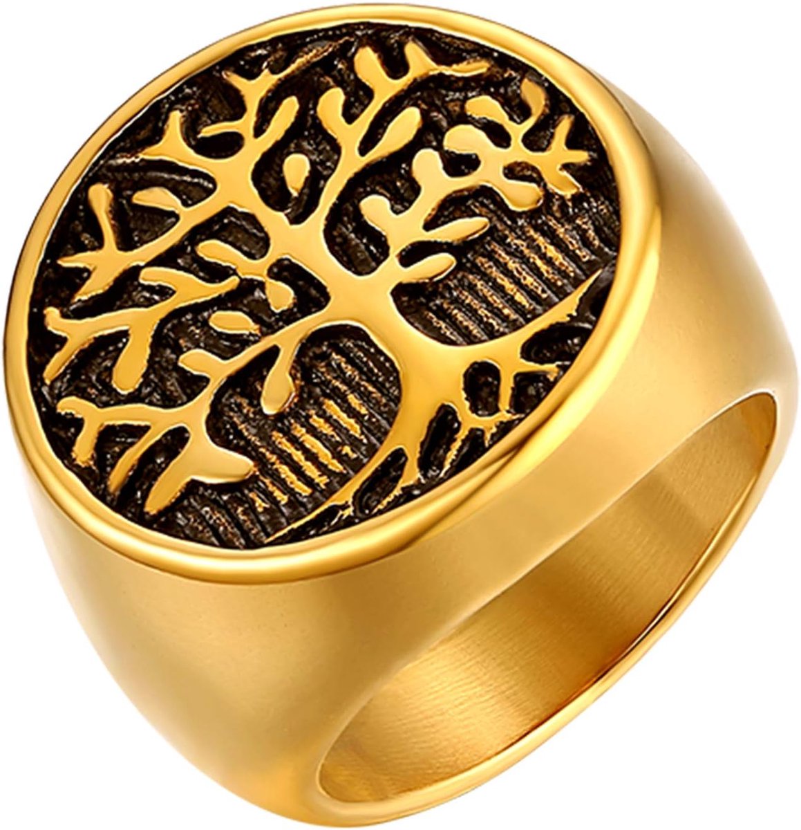 Herenring duimring bandring mannen ringen, roestvrij staal ring ringen zilver zwart goud boom van het leven motorrijder biker retro heren