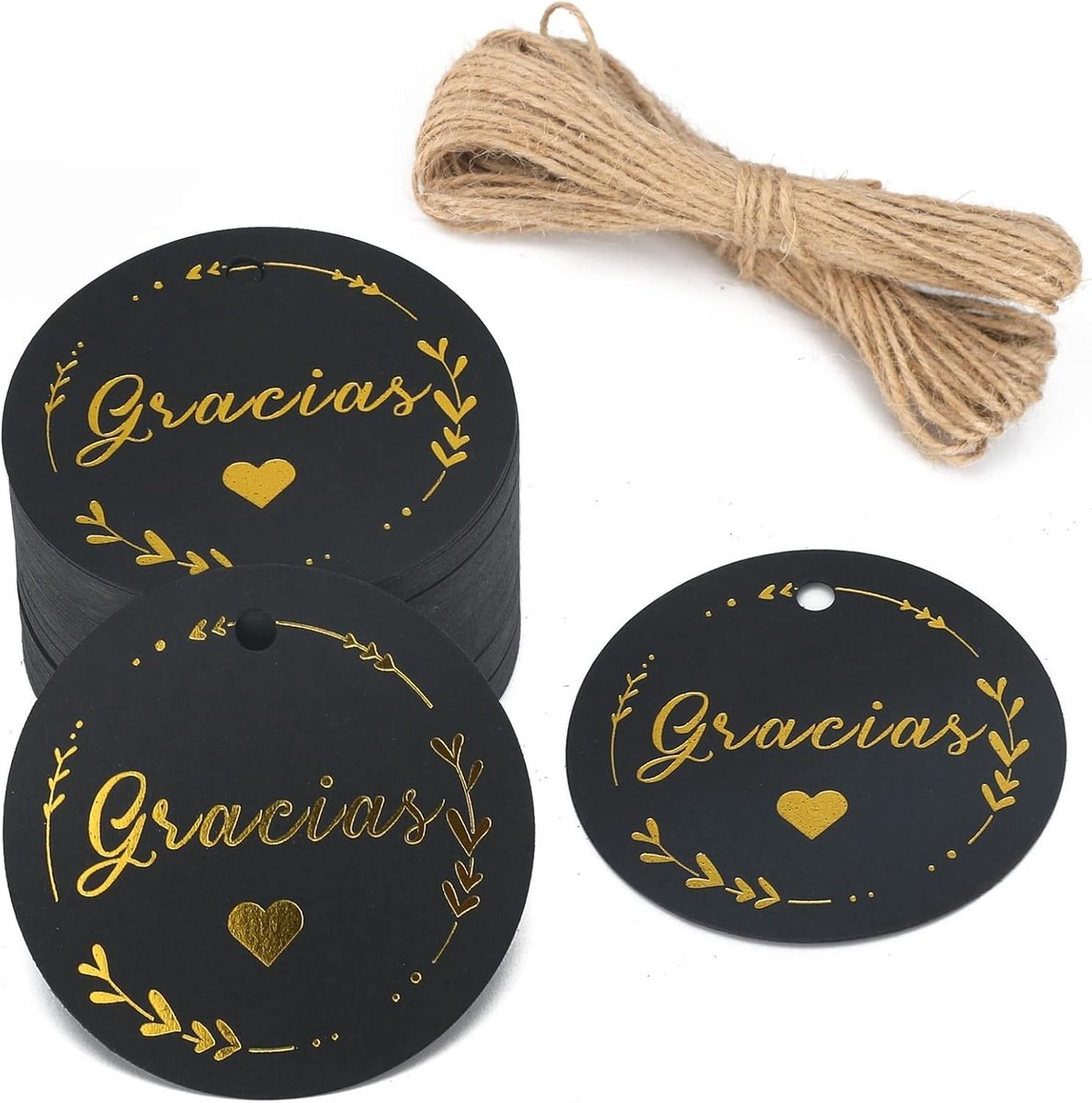 5 x 5 cm Cadeaulabels met Jute Touw - 100 Stuks Grappige Hangers voor Feestjes en Cadeaus