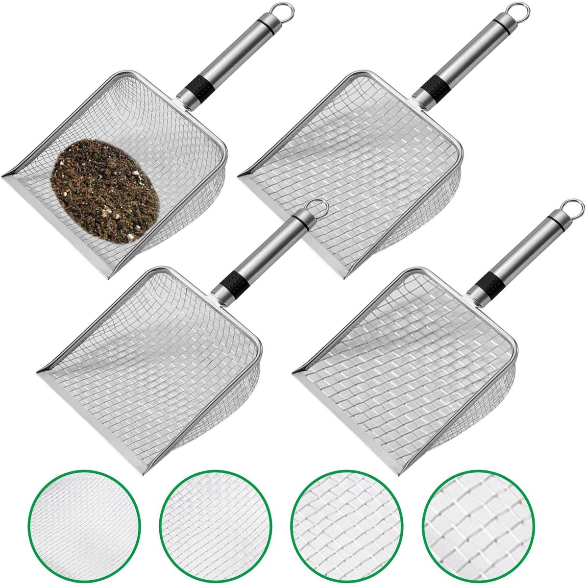 SolidKeus - Set van 4 Tuinscharen in Diverse Maten voor Efficiënt Sieven