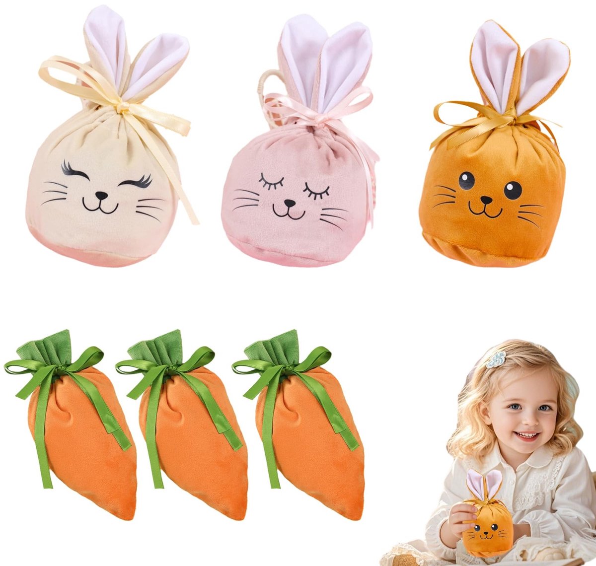 SolidKeus - Set van Unieke Paashaas Tassen voor Decoraties en Cadeaus