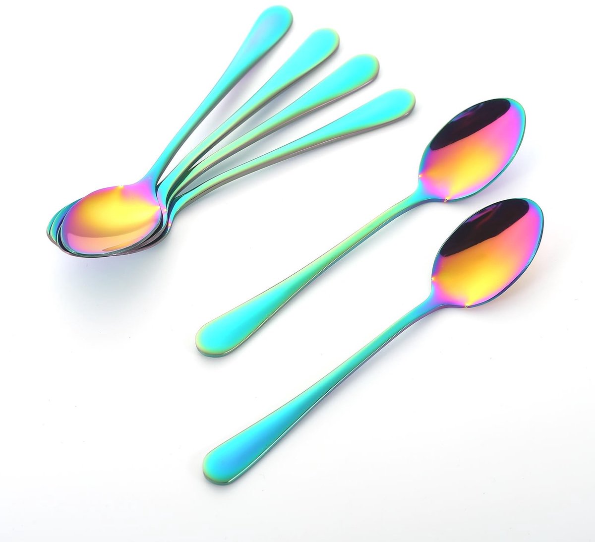 SolidKeus - Set van 6 RVS Theelepels in Regenboogkleur