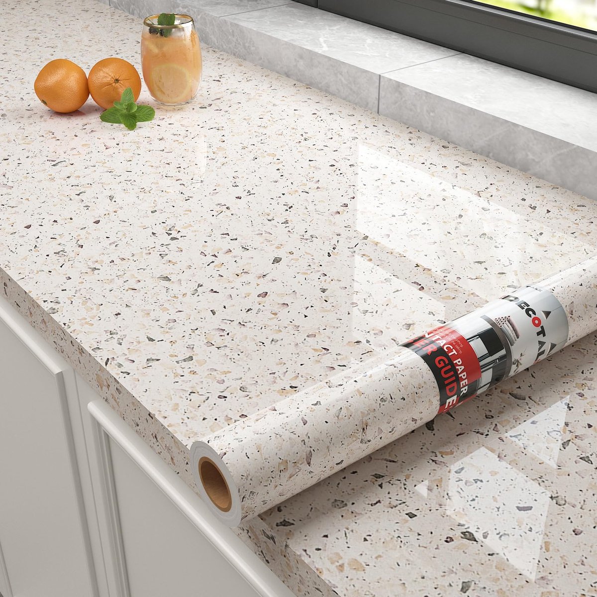 SolidKeus - Zelfklevend Behang met Granietlook, 60 x 300 cm