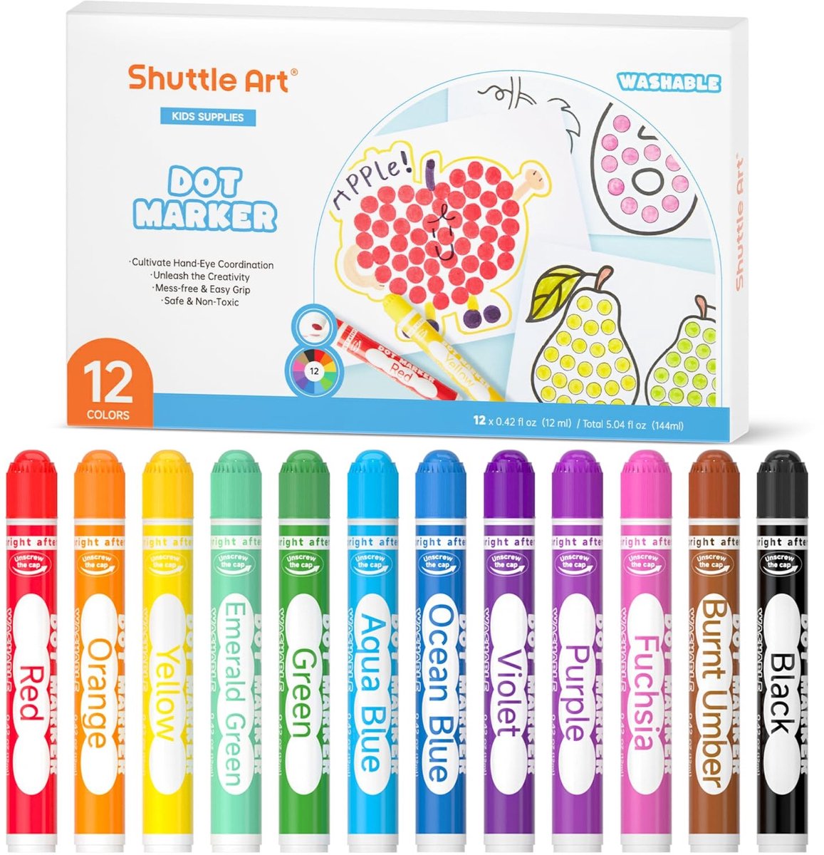 SolidKeus - Bingo Dabbers 12 Kleurige Dots Markers voor Kinderen - Wasbaar en Niet-toxisch