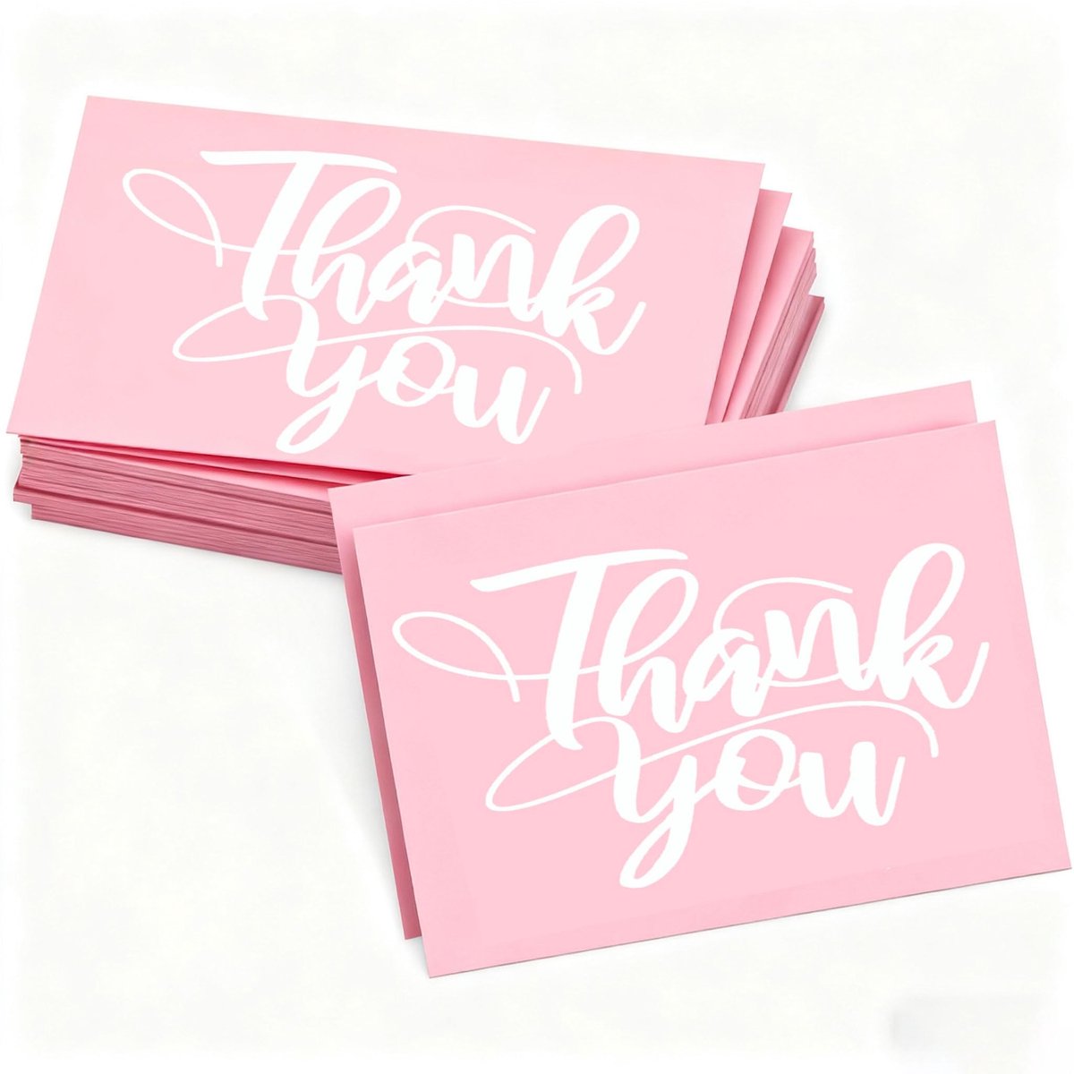 SolidKeus - Set van 100 Bedankkaarten voor Diverse Gelegenheden in Minimalistisch Roze