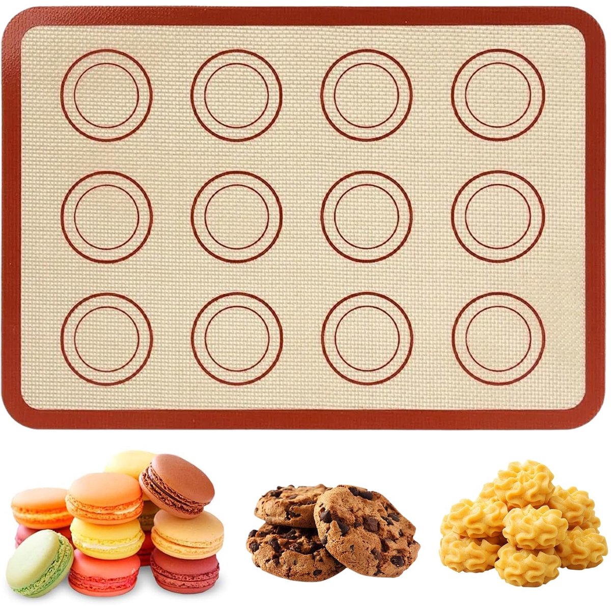 SolidKeus - Siliconen Bakmat met Markeringen voor Macarons en Koekjes
